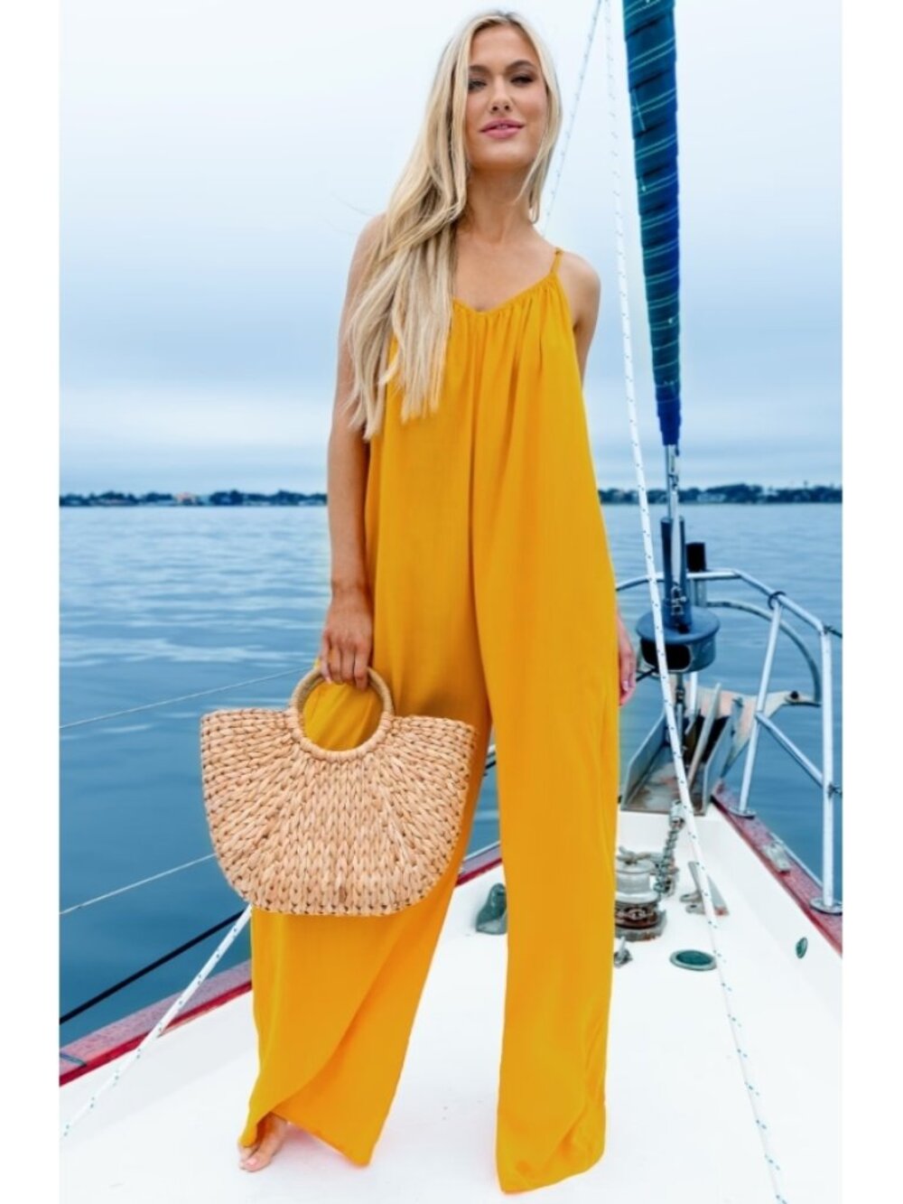 Cupshe Sunshine Yellow Sleeveless Loose Fit Jumpsuit Romper Sleeveless Relaxed